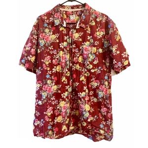 Men's Floral Button Down Shirt, Size XL